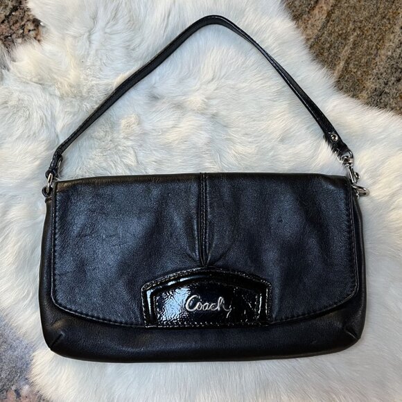 Coach Soho Collection Black Convertible Wristlet Mini Bag Leather Silvertone - Picture 1 of 11
